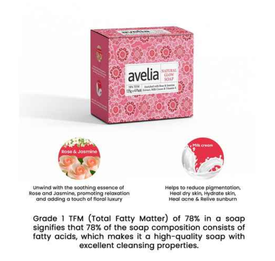 AVELIA NATURAL GLOW 4X125GM SOAP