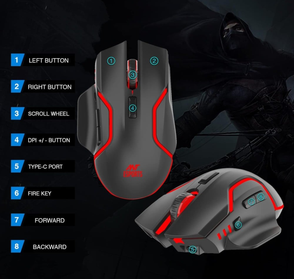 Ant Esports GM320 Pro RGB Wireless Gaming Mouse (Black)