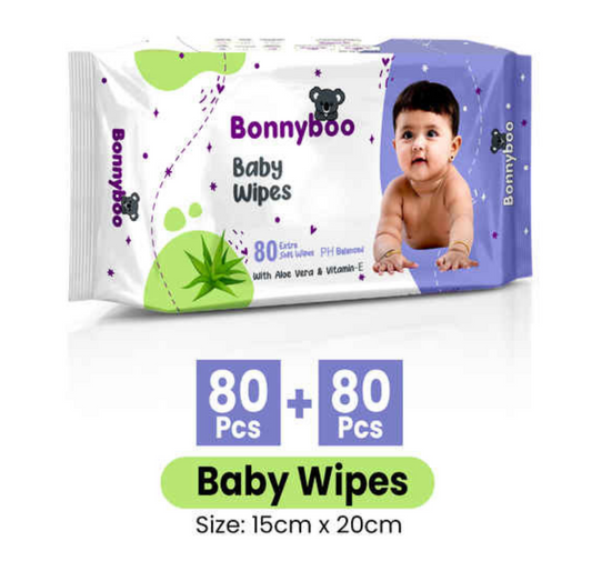 BONNY BOO BABY SKIN CARE WIPES 80Pcs 1+1 (Pack of 2)