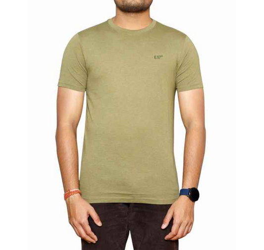 MENS ROUND NECK T-SHIRT OLIVE GREEN