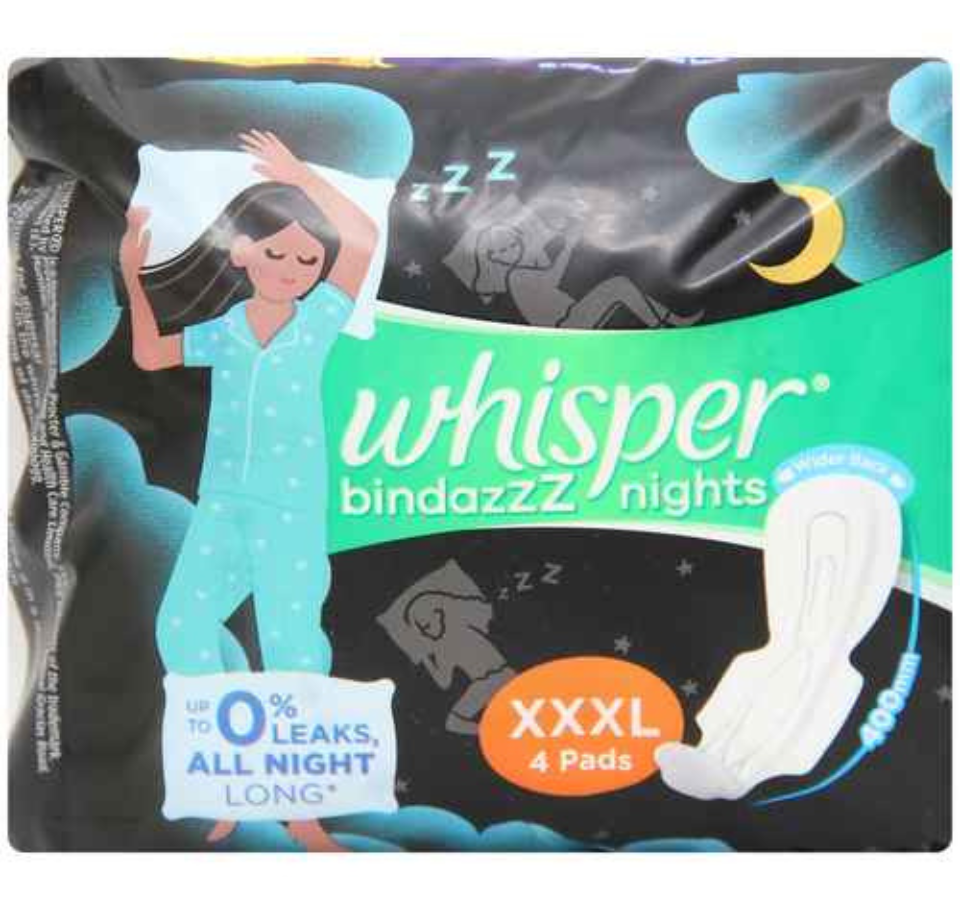 WHISPER BINDAZZZ NIGHTS XXXL WINGS 4 pads