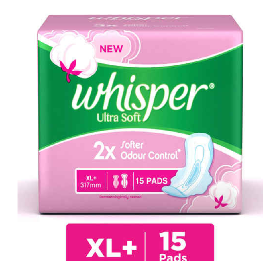WHISPER ULTRA SOFT SANITARY PADS - XL WINGS (15 PADS)