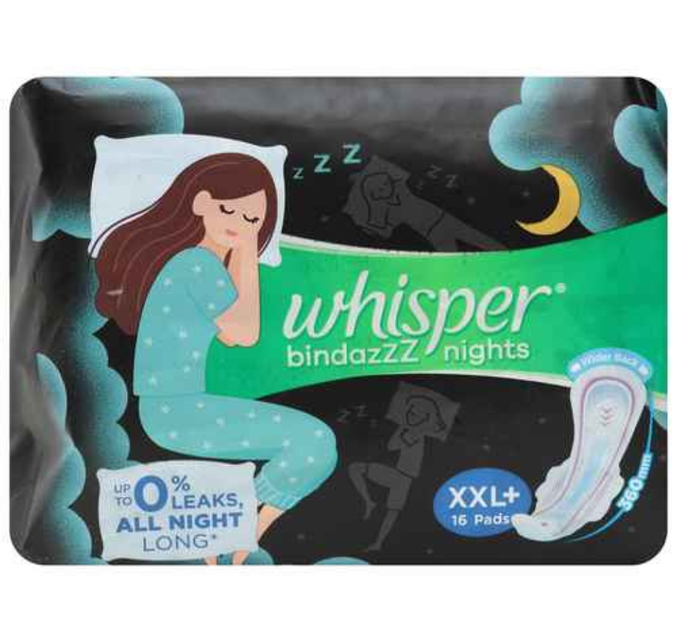 WHISPER BINDAZZ NIGHTS XXL  (16 pads )