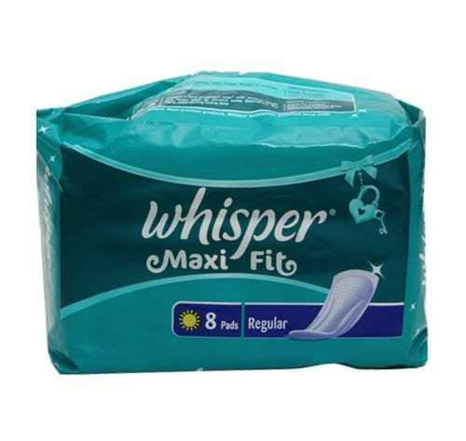 WHISPER MAXI FIT SANITARY PADS - REGULAR (8 PADS)