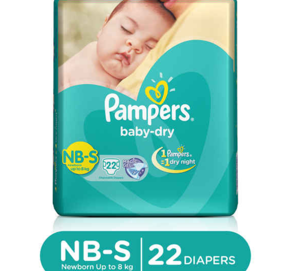 PAMPERS DIAPERS NB S pack of 22