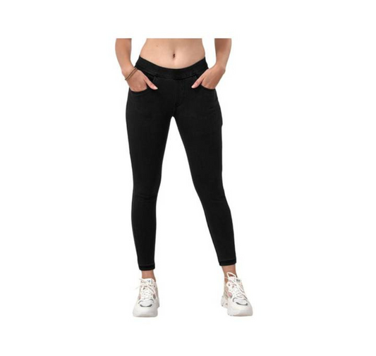 Lyra Women's Wear Flexi Denimz Treggings (Black) XL