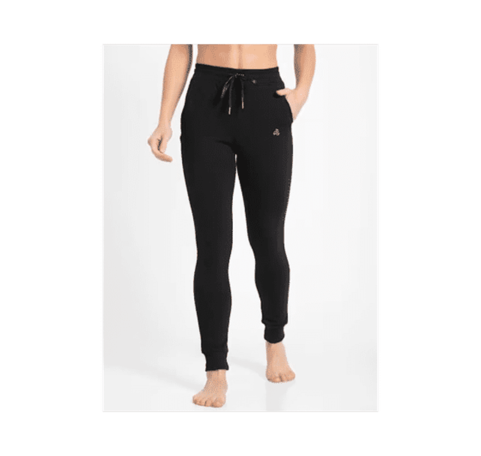 Jockey women's french Terry slim fit joggers with zipper pockets - black M