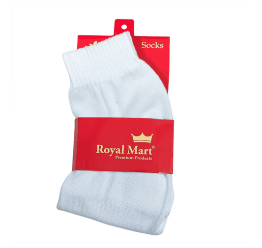 Royal Mart white cotton socks for men & women solid ankle