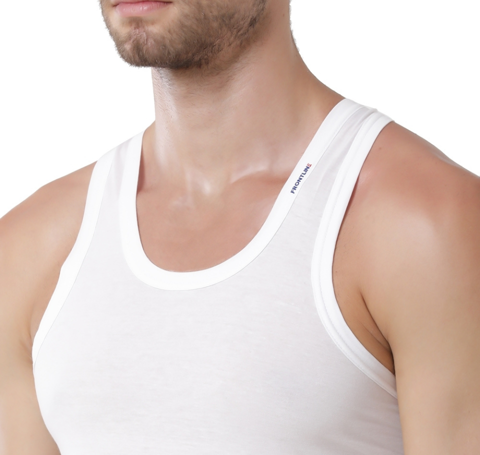 Rupa Frontline Round Neck Men's Vest - 80 cm (S) - White: 2 Piece