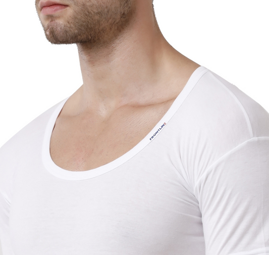 Rupa Frontline Round Neck Sleeve Men's Vest - 80 cm (S) - White: 2 Piece