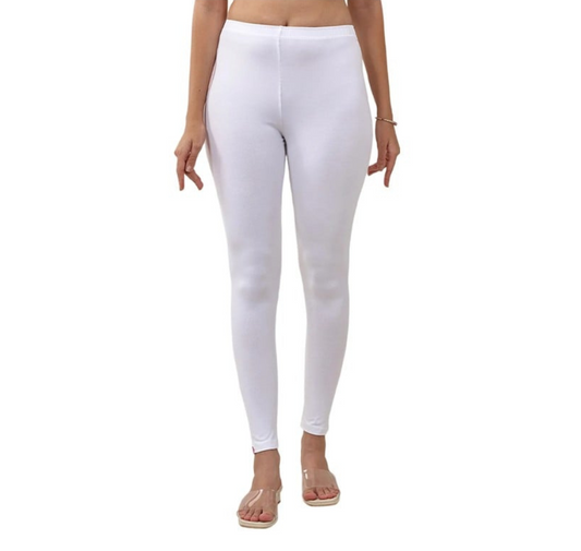 Lyra Women's Wear Solid Leggings (White)