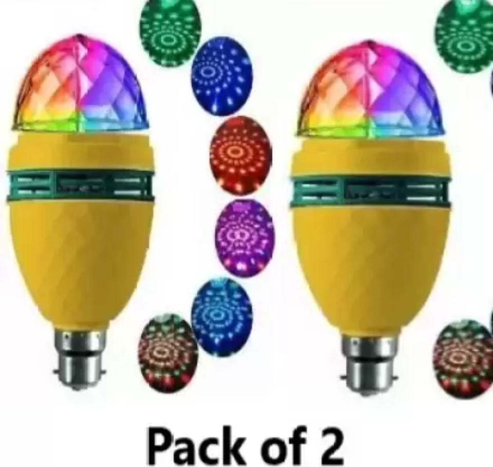 Rotating RGB Bulb Magic Disco LED Light for Party/Diwali Decoration Disco Ball Dual Disco Ball (Ball Diameter: 6 cm)