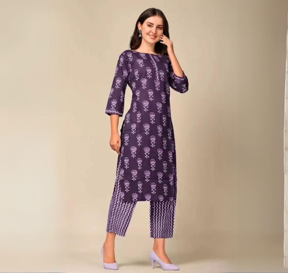 Large Kurtis Vrede Vogel Cotton Kurti With Bottom Collection, Printed