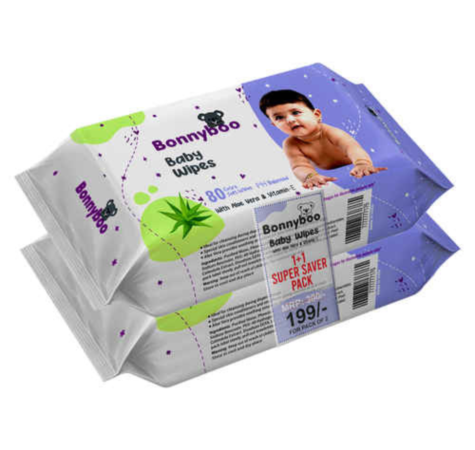 BONNY BOO BABY SKIN CARE WIPES 80Pcs 1+1 (Pack of 2)