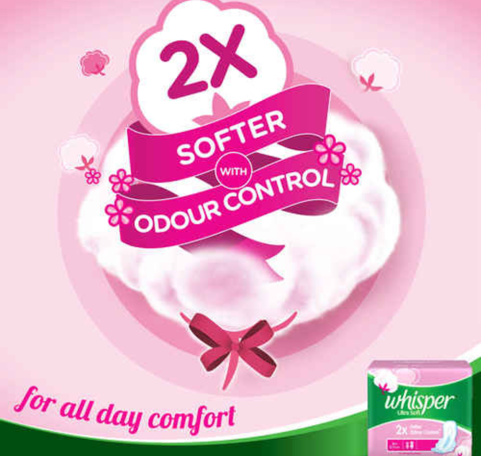 WHISPER ULTRA SOFT SANITARY PADS - XL WINGS (15 PADS)