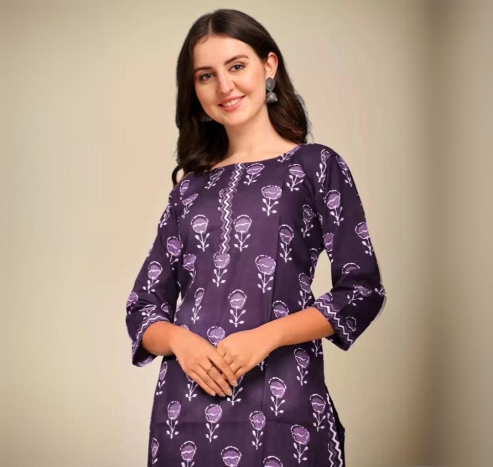 Large Kurtis Vrede Vogel Cotton Kurti With Bottom Collection, Printed