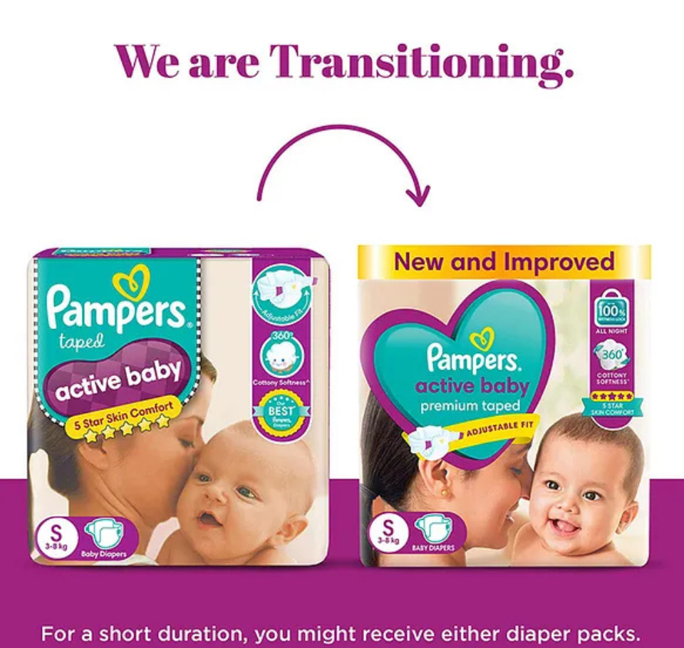 PAMPERS ACTIVE BABY DIAPERS - SMALL pack of 22