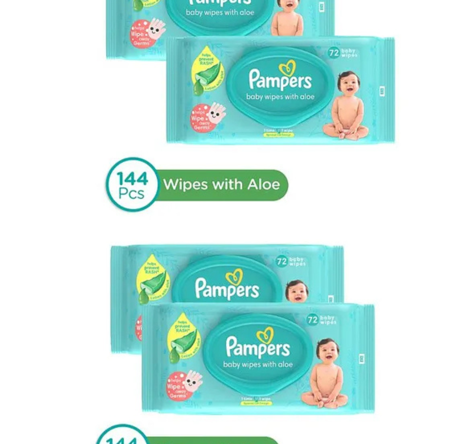 PAMPERS BABY WIPES WITH ALOE 72 WIPES*2 COMBO PACK