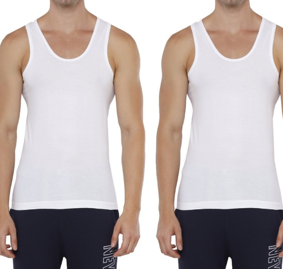 Rupa Jon Folding Round Neck Men's Vest - 80 cm (S) - White: 2 Piece