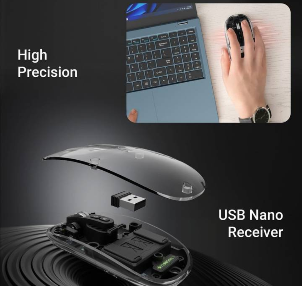 Zebronics Sheer Wireless Mouse (Rechargeable, Black)