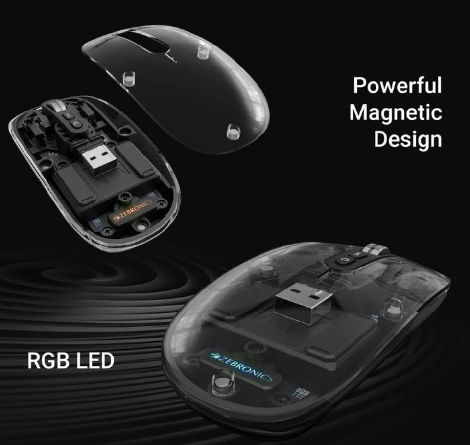 Zebronics Sheer Wireless Mouse (Rechargeable, Black)