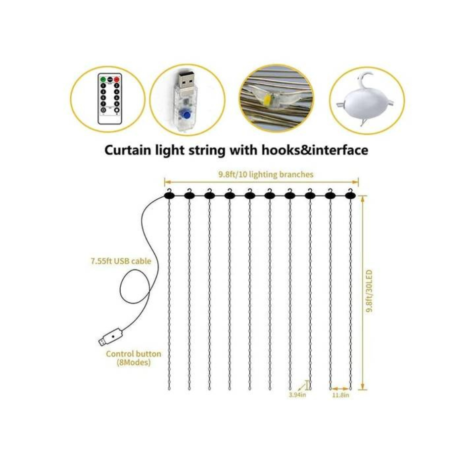 Curtain LED string lights (Warm white)